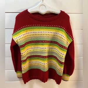HANDMADE SWEATER – Red Multicolor, Estimated L/XL